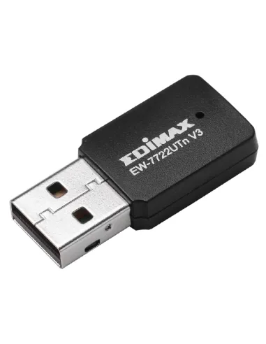 Edimax EW-7722UTNV3 Mini Adaptador Inalámbrico USB WiFi 4 Banda Única Negro