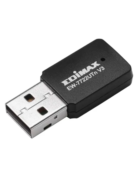 Edimax EW-7722UTNV3 Mini Adaptador Inalámbrico USB WiFi 4 Banda Única Negro