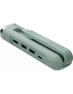 Ewent EW1148 Base Para Portátil y Dock Con 5 Puertos USB-C a USB-A /HDMI/RJ-45/USB-C Verde-1371814