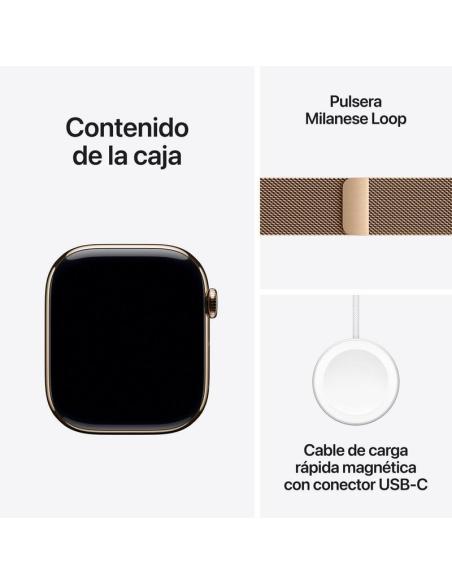 Apple Watch Series 10 GPS + Cellular 46mm Caja Titanio Oro con Correa Milanese Loop Oro M/L