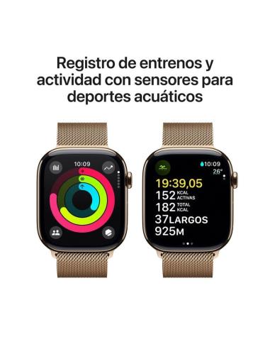 Apple Watch Series 10 GPS + Cellular 46mm Caja Titanio Oro con Correa Milanese Loop Oro M/L