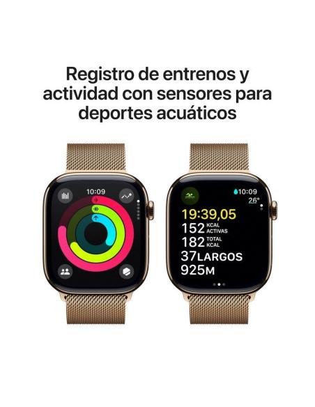 Apple Watch Series 10 GPS + Cellular 46mm Caja Titanio Oro con Correa Milanese Loop Oro M/L