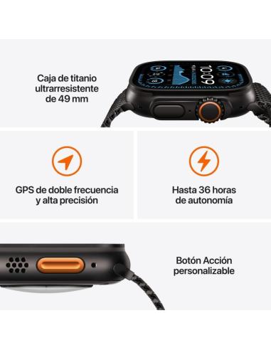 Apple Watch Ultra 2 GPS + Cellular 49mm Caja Negra Titanio con Correa Alpine Loop S Verde Oscuro