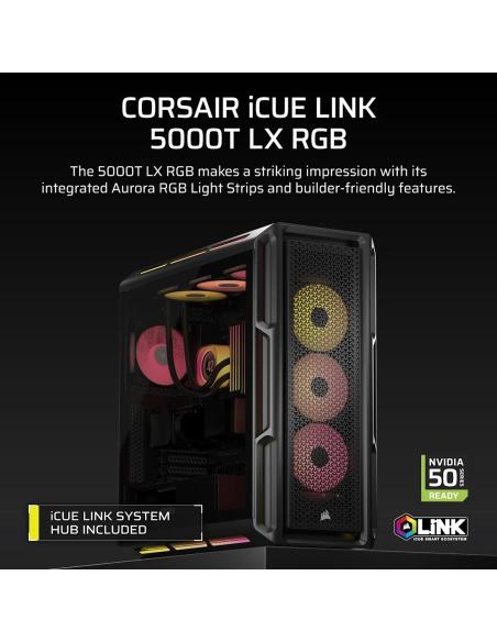 Corsair iCUE LINK 5000T LX RGB Midi Tower Cristal Templado USB 3.2 Negro