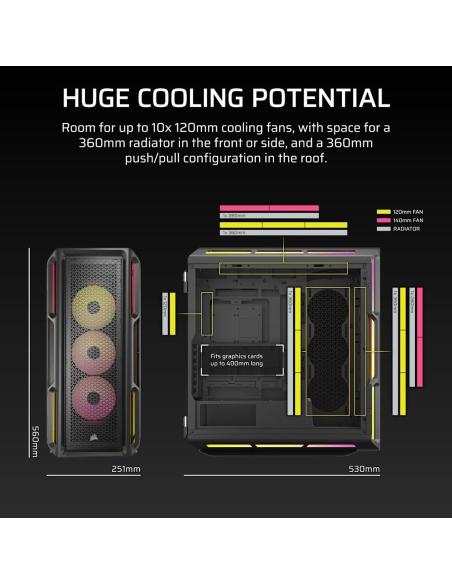 Corsair iCUE LINK 5000T LX RGB Midi Tower Cristal Templado USB 3.2 Negro