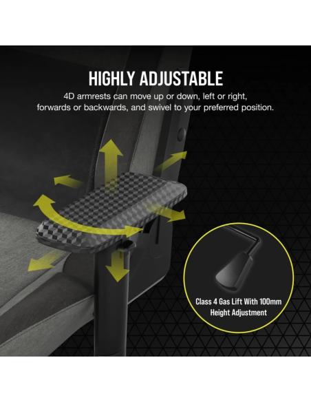 Corsair T3 Rush Silla Gaming Gris y Carbón