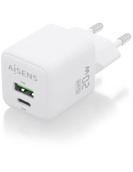 Aisens ASCH-20W2P010-W Cargador USB-A/USB-C 20W Blanco