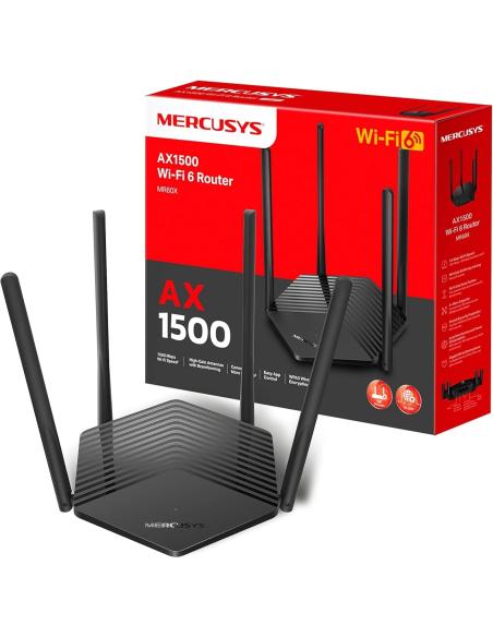 Mercusys MR60X Router Wi-Fi 6 AX1500 Negro