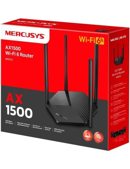 Mercusys MR60X Router Wi-Fi 6 AX1500 Negro