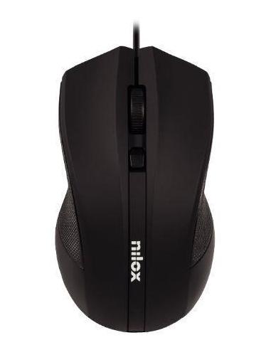 Nilox MOUSB1002 Ratón Óptico Ambidiestro 1600DPI Negro