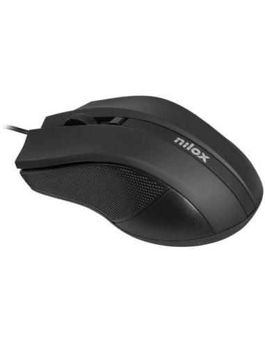Nilox MOUSB1002 Ratón Óptico Ambidiestro 1600DPI Negro