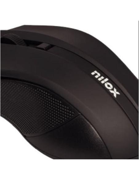Nilox MOUSB1002 Ratón Óptico Ambidiestro 1600DPI Negro