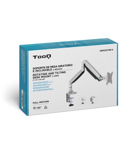 TooQ DB3032TNR-S Soporte Monitor Giratorio e Inclinable para Pantallas 13"-32" Máx. 9Kg Gris