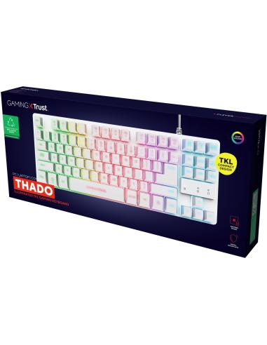 Trust GXT 833W Thado TKL Teclado USB Gaming con Iluminación LED Blanco