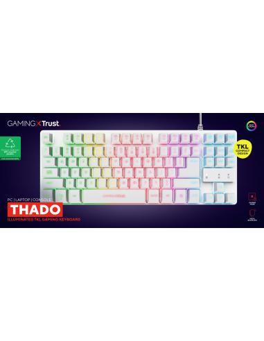 Trust GXT 833W Thado TKL Teclado USB Gaming con Iluminación LED Blanco