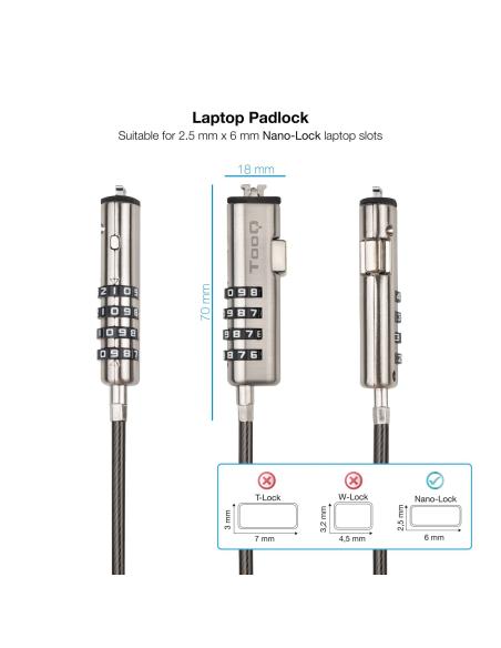 TooQ TQCLKC0035-G Cable de Seguridad con Llave para Portátiles 1.5m Gris