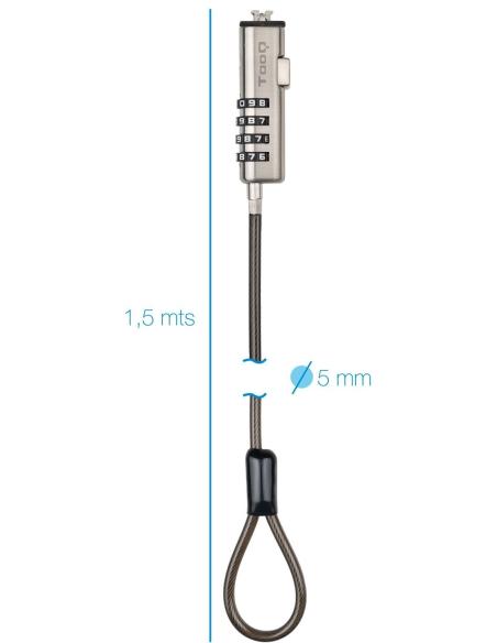 TooQ TQCLKC0035-G Cable de Seguridad con Llave para Portátiles 1.5m Gris