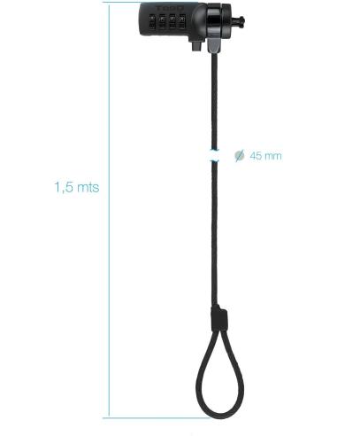 TooQ TQCLKC0015-G Cable de Seguridad con Combinación para Portátiles 1.5m Negro