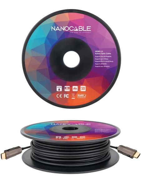 Nanocable 10.15.2060 Cable HDMI V2.0 AOC 4K 60Hz Macho/Macho 60m Negro
