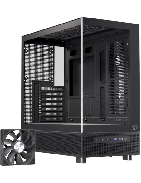 Einarex Prisma S500 Core Black Midi Tower Cristal Templado USB 3.0 Negro