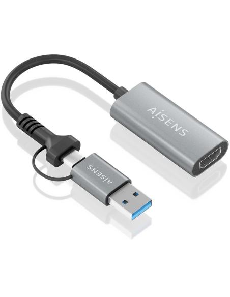 Aisens A109-0913 Conversor USB-C/UBS-A a HDMI 15cm Gris