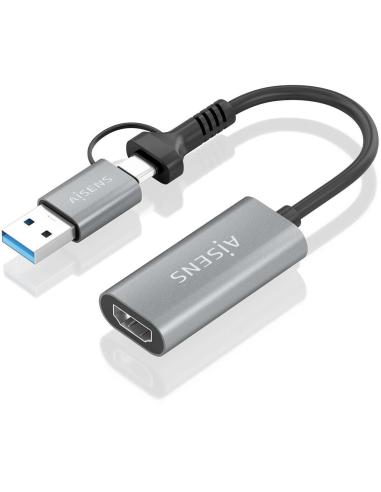 Aisens A109-0913 Conversor USB-C/UBS-A a HDMI 15cm Gris