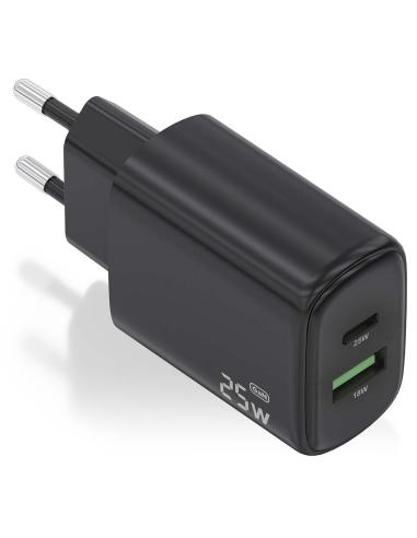 Aisens A110-0912 Cargador USB-A/USB-C 25W Negro