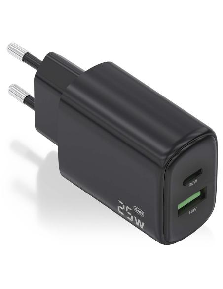 Aisens A110-0912 Cargador USB-A/USB-C 25W Negro
