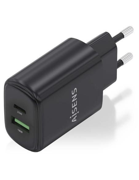 Aisens A110-0912 Cargador USB-A/USB-C 25W Negro