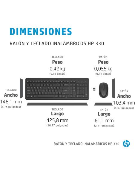 HP 330 Kit Teclado y Ratón Inalámbricos USB Negros
