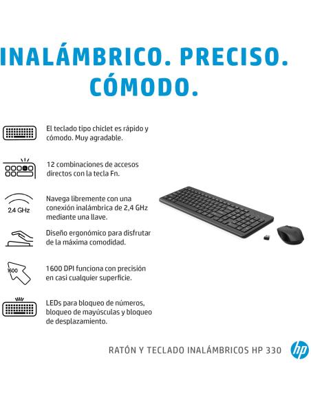 HP 330 Kit Teclado y Ratón Inalámbricos USB Negros