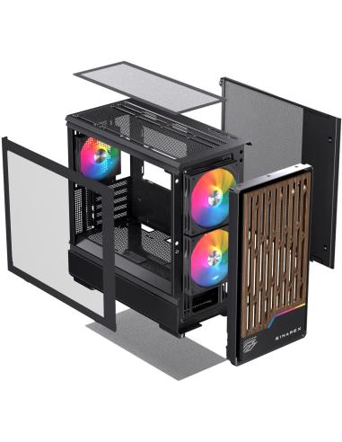Einarex Pulse PM400 Core RGB Black Midi Tower Cristal Templado USB 3.0 Negro