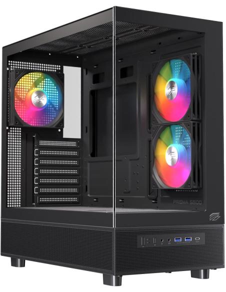 Einarex Prisma S500 Core RGB Black Midi Tower Cristal Templado USB 3.0 Negro