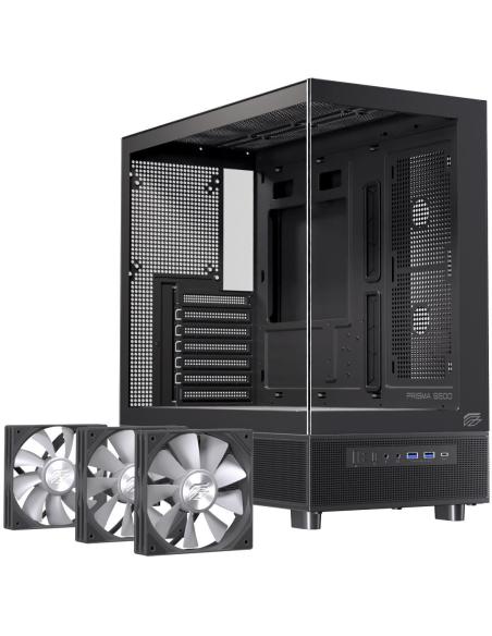 Einarex Prisma S500 Core RGB Black Midi Tower Cristal Templado USB 3.0 Negro