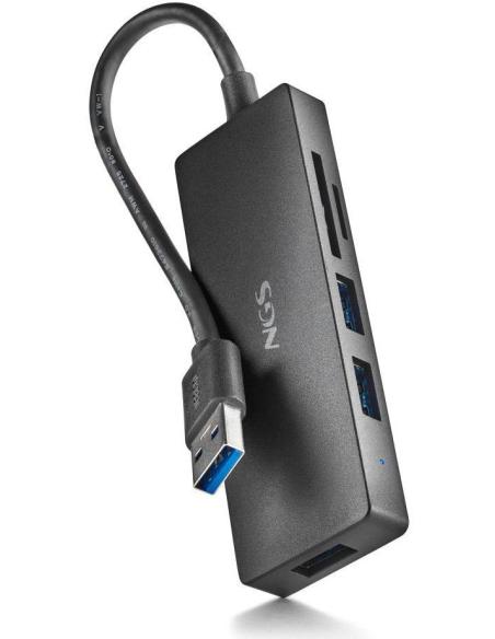 NGS iHub Reader Hub USB-A a USB-A/microSD/SD Negro