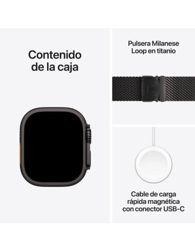 Apple Watch Ultra 2 GPS + Cellular 49mm Caja Negra Titanio con Correa Milanese Loop Titanio M Negra