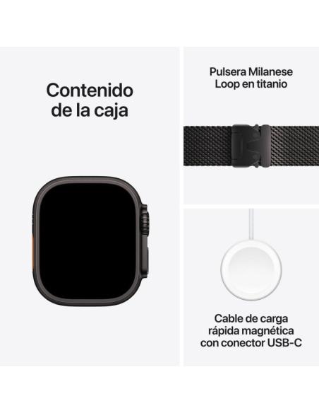 Apple Watch Ultra 2 GPS + Cellular 49mm Caja Negra Titanio con Correa Milanese Loop Titanio M Negra