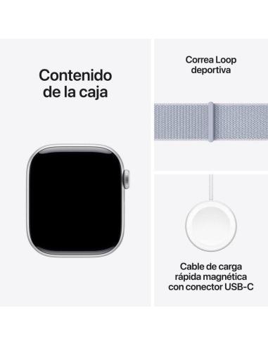 Apple Watch Series 10 GPS 42mm Caja Aluminio Plata con Correa Loop Deportiva Azul Nube