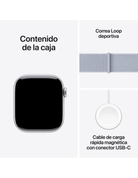 Apple Watch Series 10 GPS 42mm Caja Aluminio Plata con Correa Loop Deportiva Azul Nube