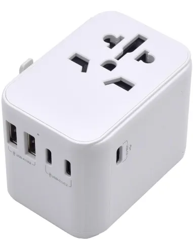Ewent EW1470 Adaptador de Enchufe Universal de Viaje 2 USB-A y 3 USB-C