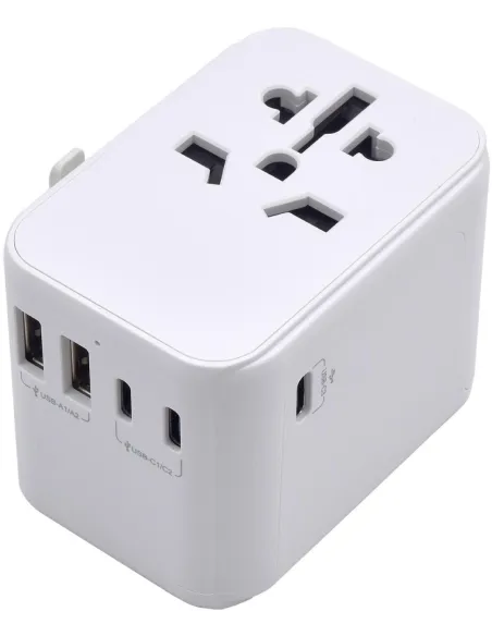 Ewent EW1470 Adaptador de Enchufe Universal de Viaje 2 USB-A y 3 USB-C