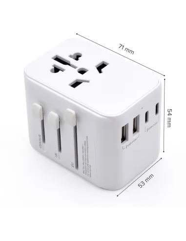 Ewent EW1470 Adaptador de Enchufe Universal de Viaje 2 USB-A y 3 USB-C