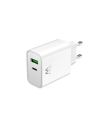 Ewent EW1325 Cargador de Móvil con Carga Rápida USB-C/USB-A 30W Negro