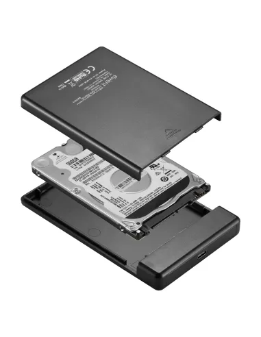 Ewent EW7073 Carcasa para Disco Duro HDD/SSD 2.5" USB-C Negro