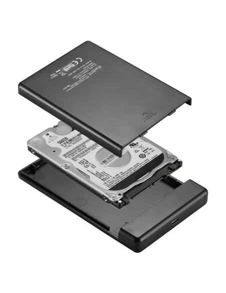 Ewent EW7073 Carcasa para Disco Duro HDD/SSD 2.5" USB-C Negro