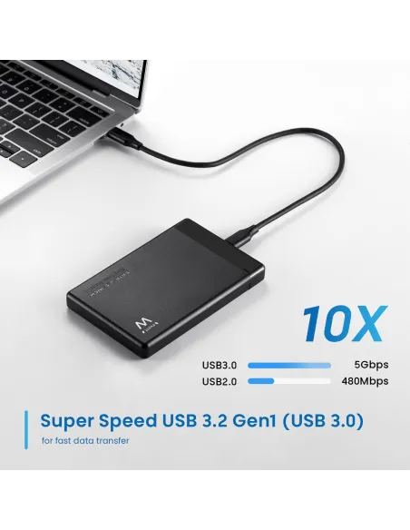 Ewent EW7073 Carcasa para Disco Duro HDD/SSD 2.5" USB-C Negro