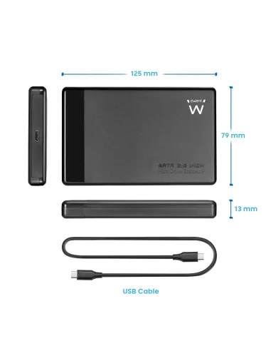 Ewent EW7073 Carcasa para Disco Duro HDD/SSD 2.5" USB-C Negro