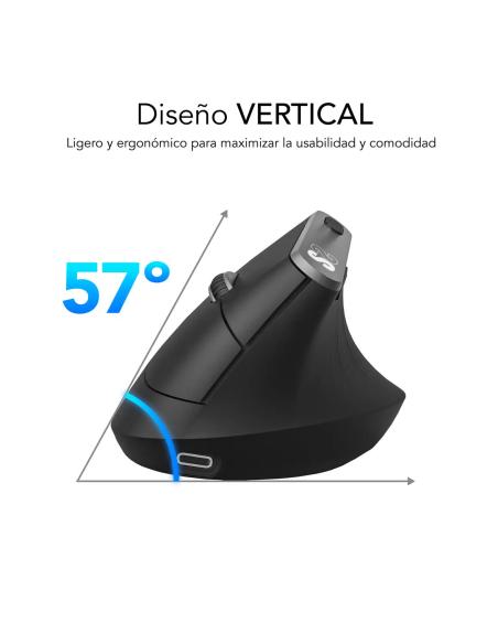 Subblim SUBMO-EDNVW01 Ratón Inalámbrico Ergonómico 4000 DPI Bluetooth/2.4GHz Negro