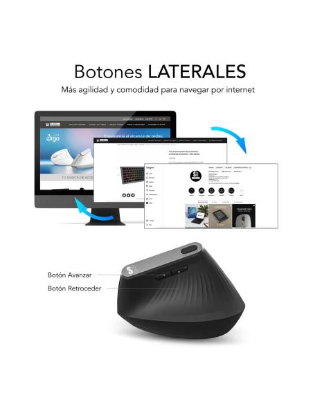 Subblim SUBMO-EDNVW01 Ratón Inalámbrico Ergonómico 4000 DPI Bluetooth/2.4GHz Negro