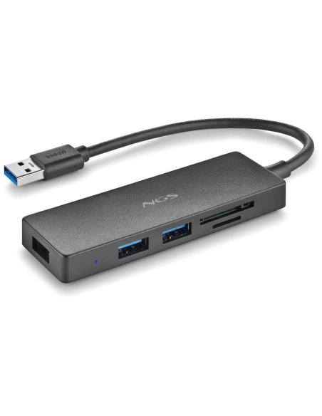 NGS iHub Reader Hub USB-A a USB-A/microSD/SD Negro